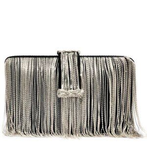 New Simitri Black Silver Chunky Clutch Handbag/Crossbody Metal Chain Handbag NWT